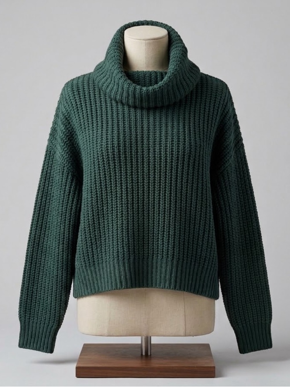 Free People Dark Green Chunky Knit Turtleneck Sweater Size S